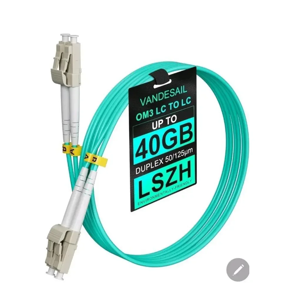 Multimode LC to LC Fiber Patch Cable OM3 OFNP 10G 50/125µm 2M(6.56FT) 5 Pk